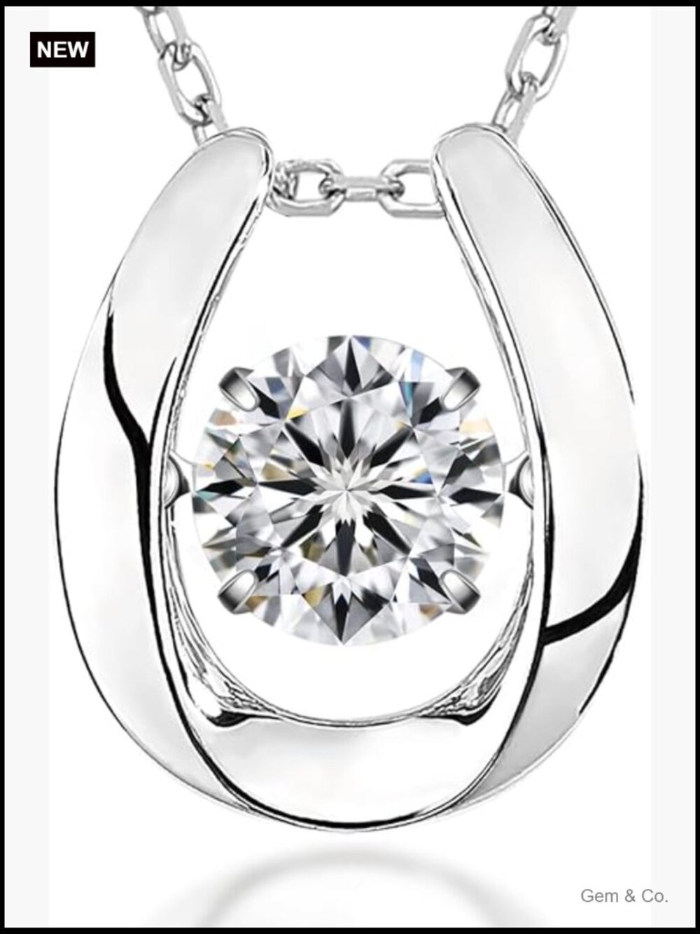 1 Ct Moissanite Dancing Pendant Necklace 925 Silver 18+2 Inch Chain